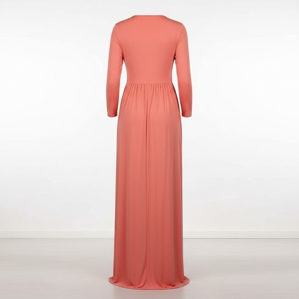 Mother Bee Maternity Coral Maxi Dress - Picture 4 of 9